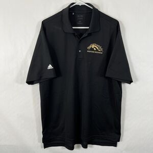Western Michigan Broncos Adidas Golf Polo Shirt Men Large Black Gold Embroidered